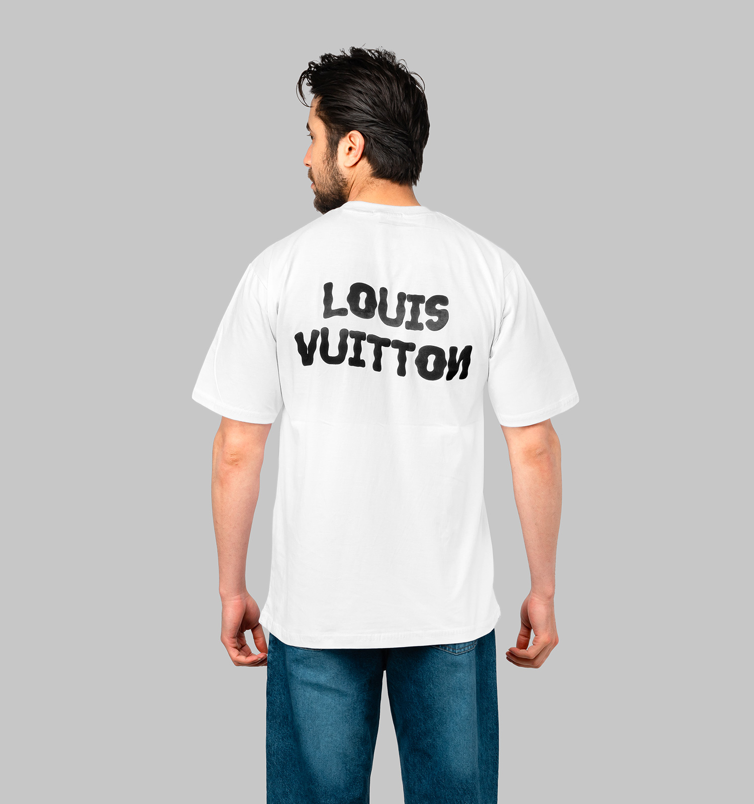 تیشرت Louis Vuitton یقه گرد مردانه سفید نخ پنبه طرحدار مدل 47490