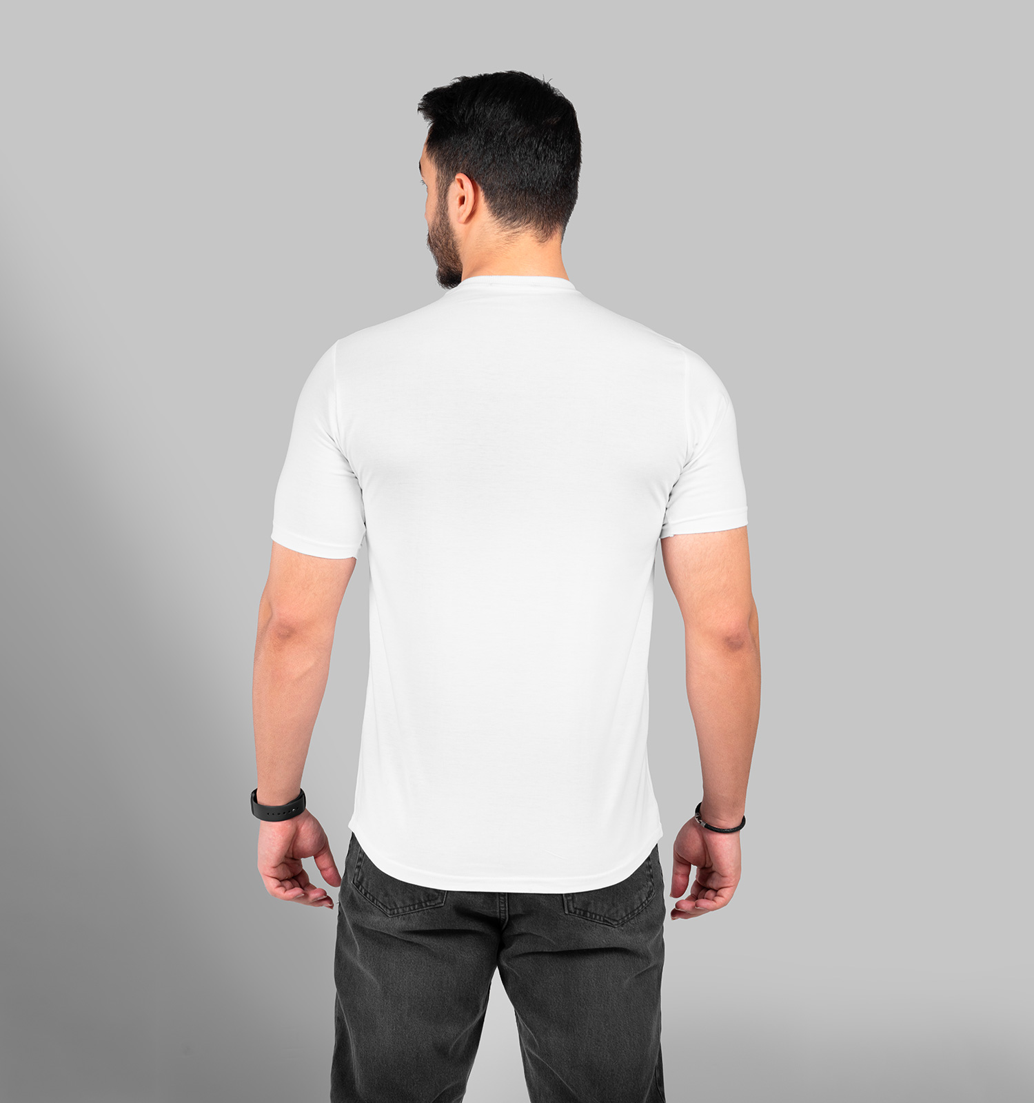 تیشرت یقه گرد مردانه سفید فری استایل نخ پنبه طرحدار مدل 47601