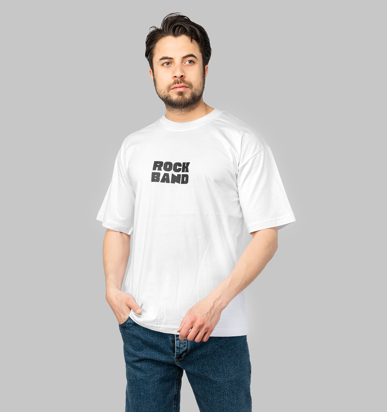 تیشرت لش یقه گرد مردانه سفید ساده مدل 47417