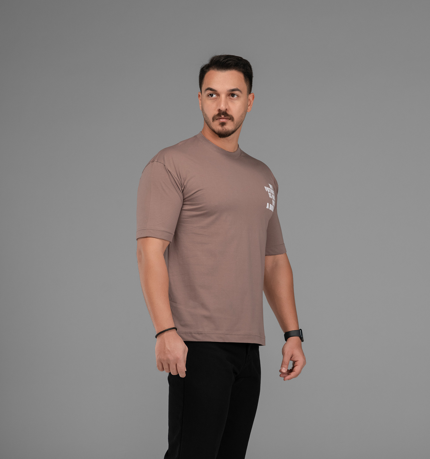 تیشرت باکسی مچینست ماکان یقه گرد مردانه طرحدار مدل 47543