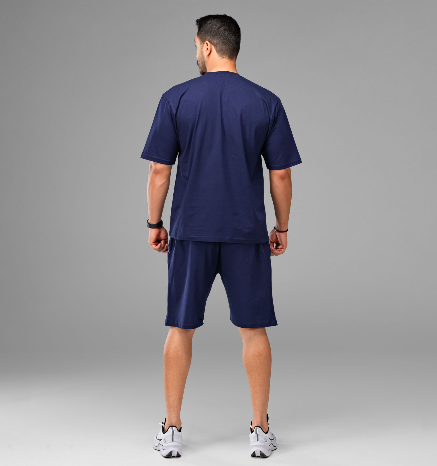 ست تیشرت شلوارک مردانه طرحدار Nike یقه گرد سرمه ای مدل 47712