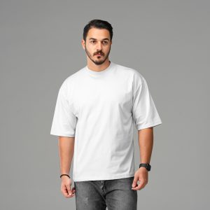 تیشرت یقه گرد مردانه سفید ماکان ساده مدل 47770