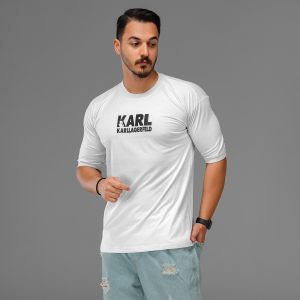 تیشرت نخ پنبه یقه گرد مردانه سفید طرحدار مدل 47622