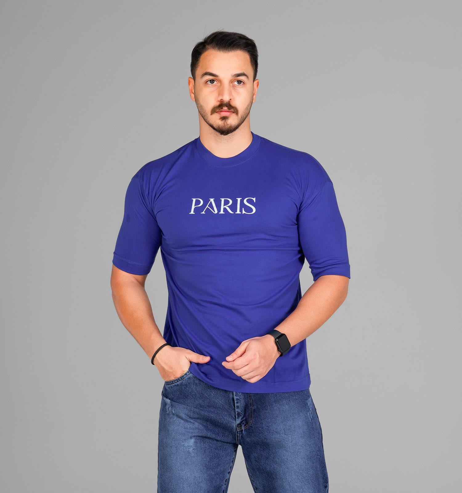 تیشرت Paris باکسی مچینست ماکان یقه گرد مردانه طرحدار مدل 47520