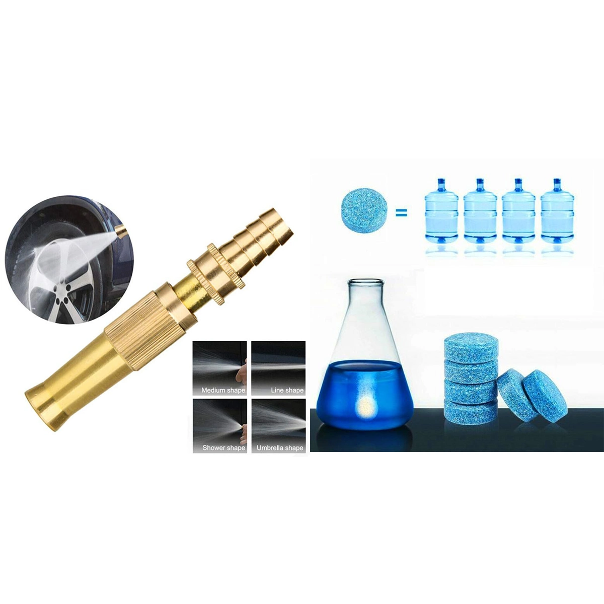 پکیج قرص شیشه شور خودرو 10 عددی نازل کارواش برنجی مدل DSG