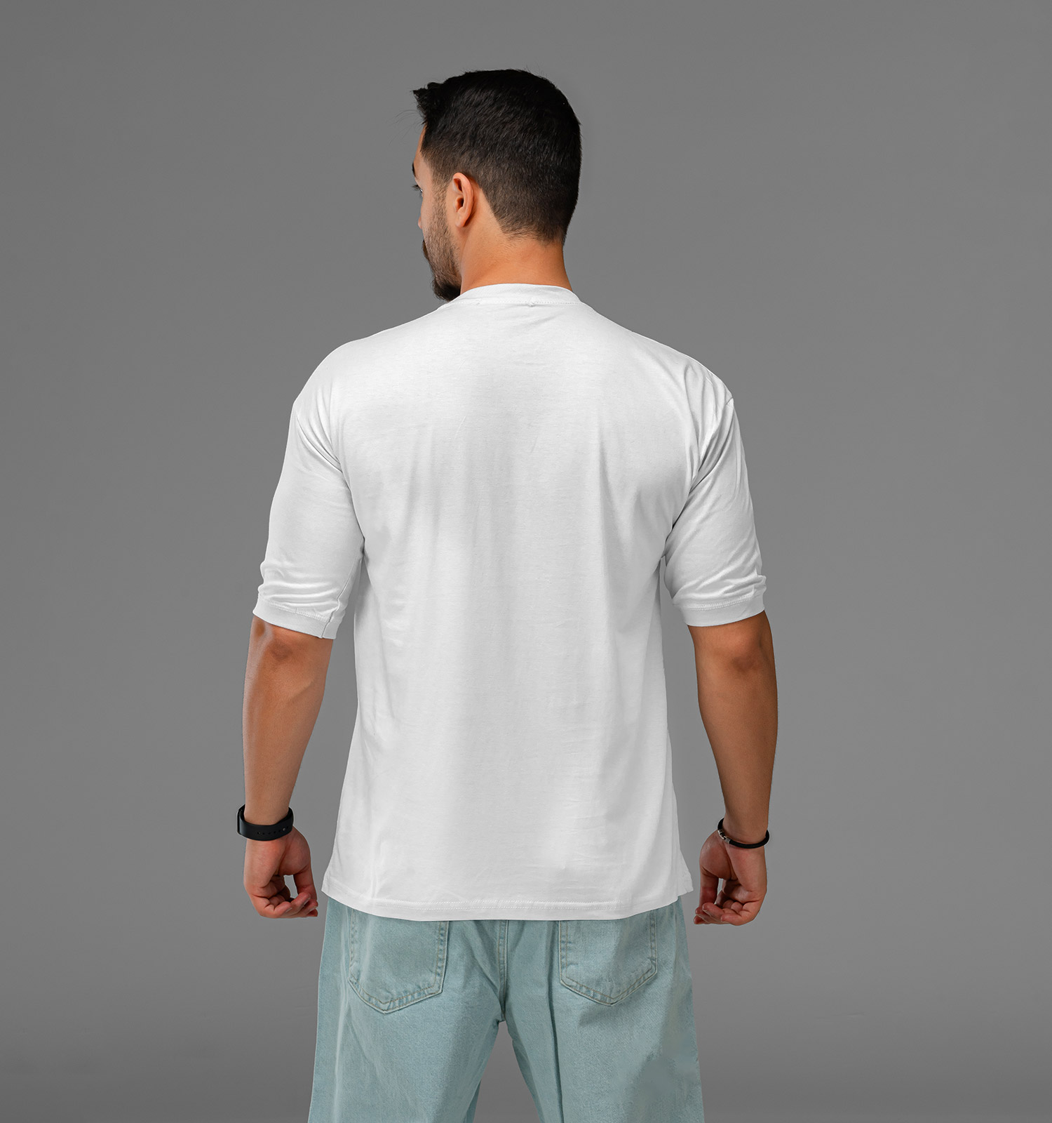 تیشرت نخ پنبه یقه گرد مردانه سفید طرحدار مدل 47622