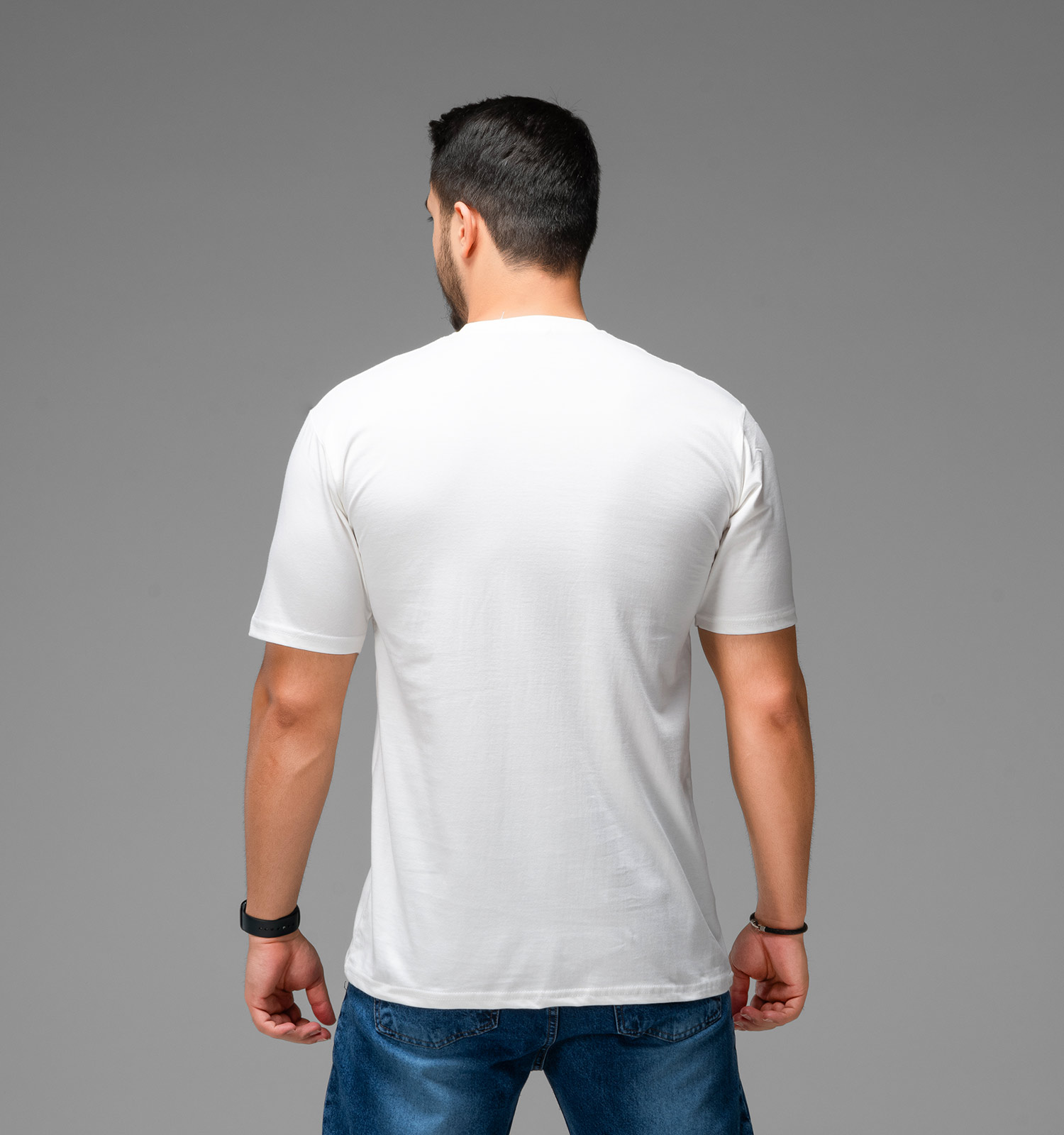 تیشرت نخ پنبه یقه گرد مردانه سفید طرحدار مدل 47786