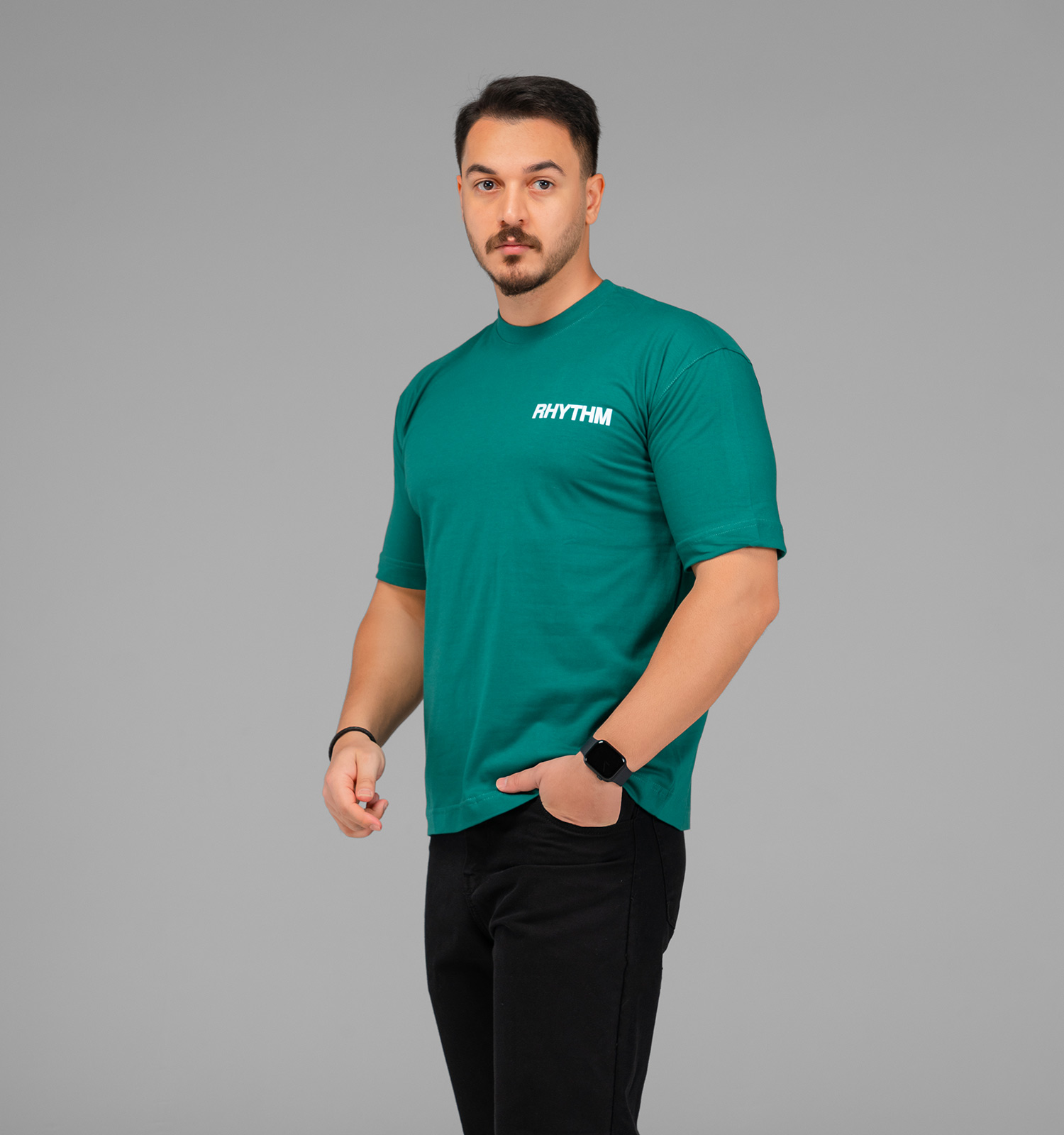 تیشرت باکسی مچینست ماکان یقه گرد مردانه طرحدار مدل 47586