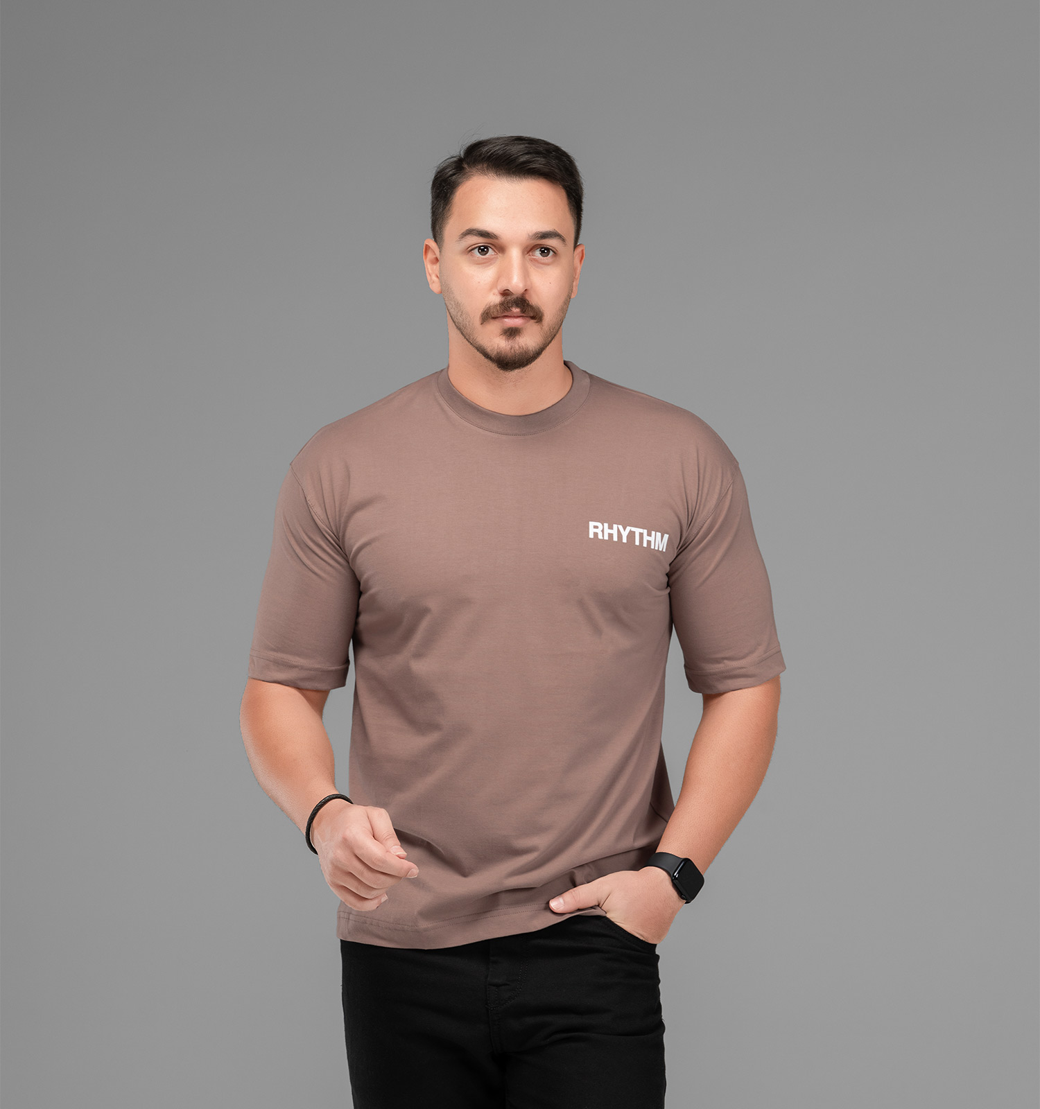 تیشرت باکسی مچینست ماکان یقه گرد مردانه طرحدار مدل 47585