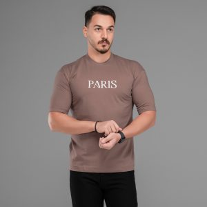 تیشرت Paris باکسی مچینست ماکان یقه گرد مردانه طرحدار مدل 47519
