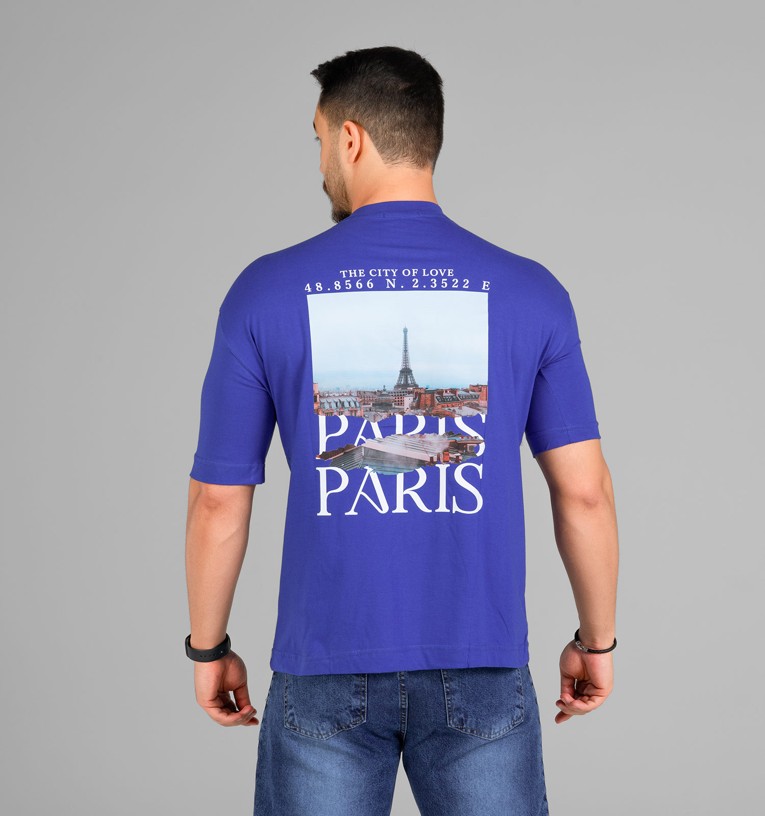 تیشرت Paris باکسی مچینست ماکان یقه گرد مردانه طرحدار مدل 47520