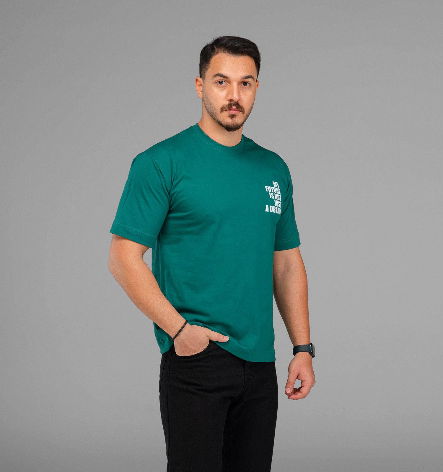 تیشرت باکسی مچینست ماکان یقه گرد مردانه طرحدار مدل 47544