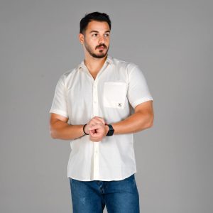 پیراهن اسپرت لنین مردانه ساده آستین کوتاه مدل 47892