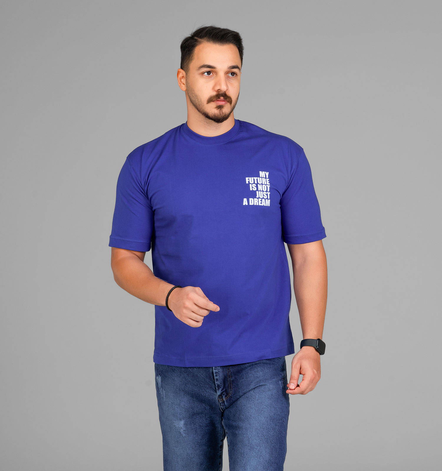تیشرت باکسی مچینست ماکان یقه گرد مردانه طرحدار مدل 47545