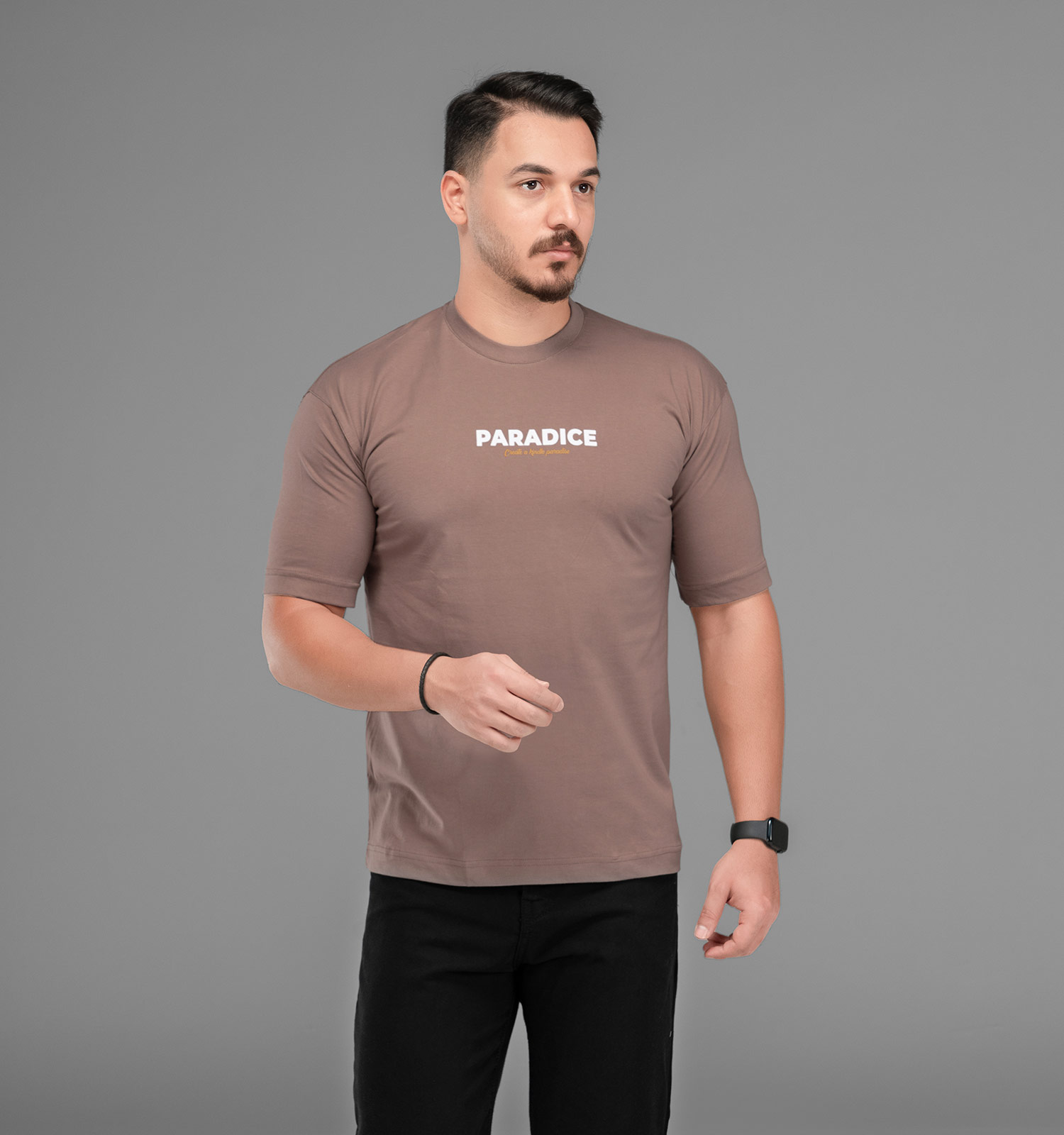 تیشرت باکسی مچینست ماکان یقه گرد مردانه طرحدار مدل 47551