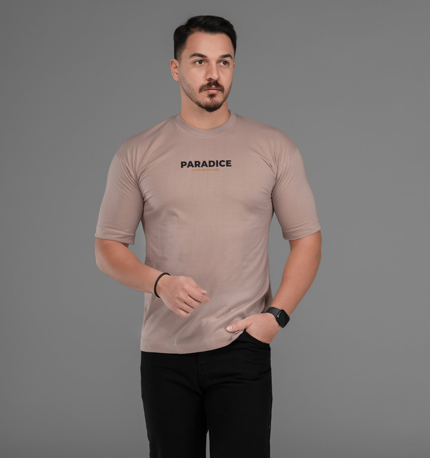 تیشرت باکسی مچینست ماکان یقه گرد مردانه طرحدار مدل 47550