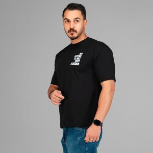 تیشرت باکسی مچینست ماکان یقه گرد مردانه طرحدار مشکی مدل 47547