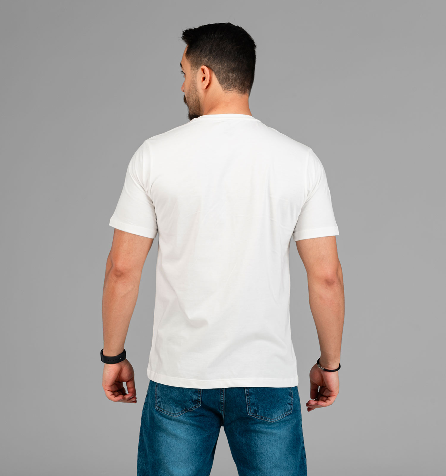 تیشرت باکسی مچینست ماکان DN یقه گرد مردانه سفید طرحدار مدل 47573
