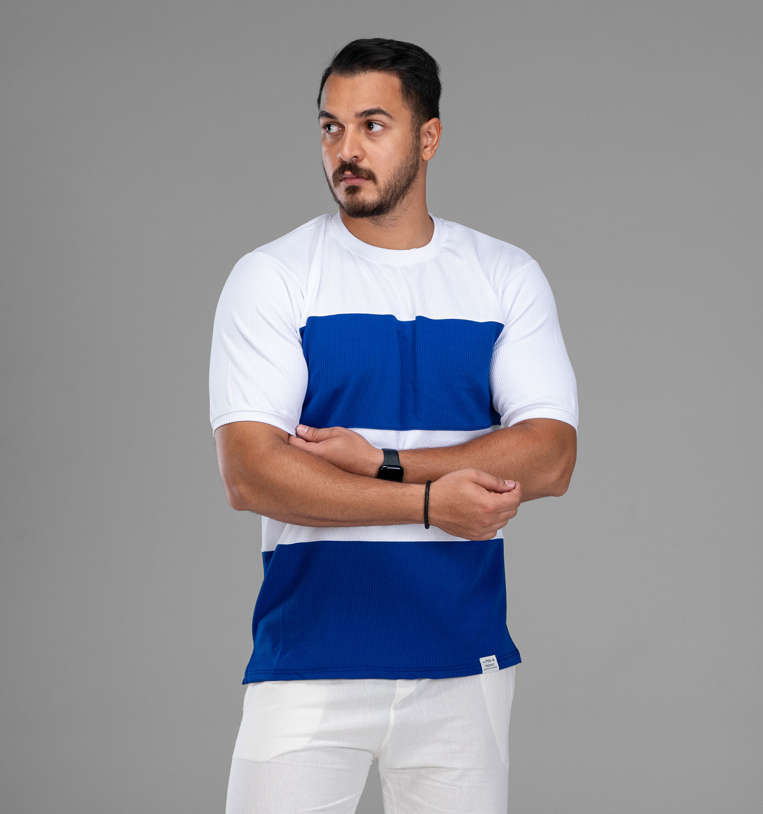 تیشرت یقه گرد مردانه نخ پنبه رینگی مدل 48037