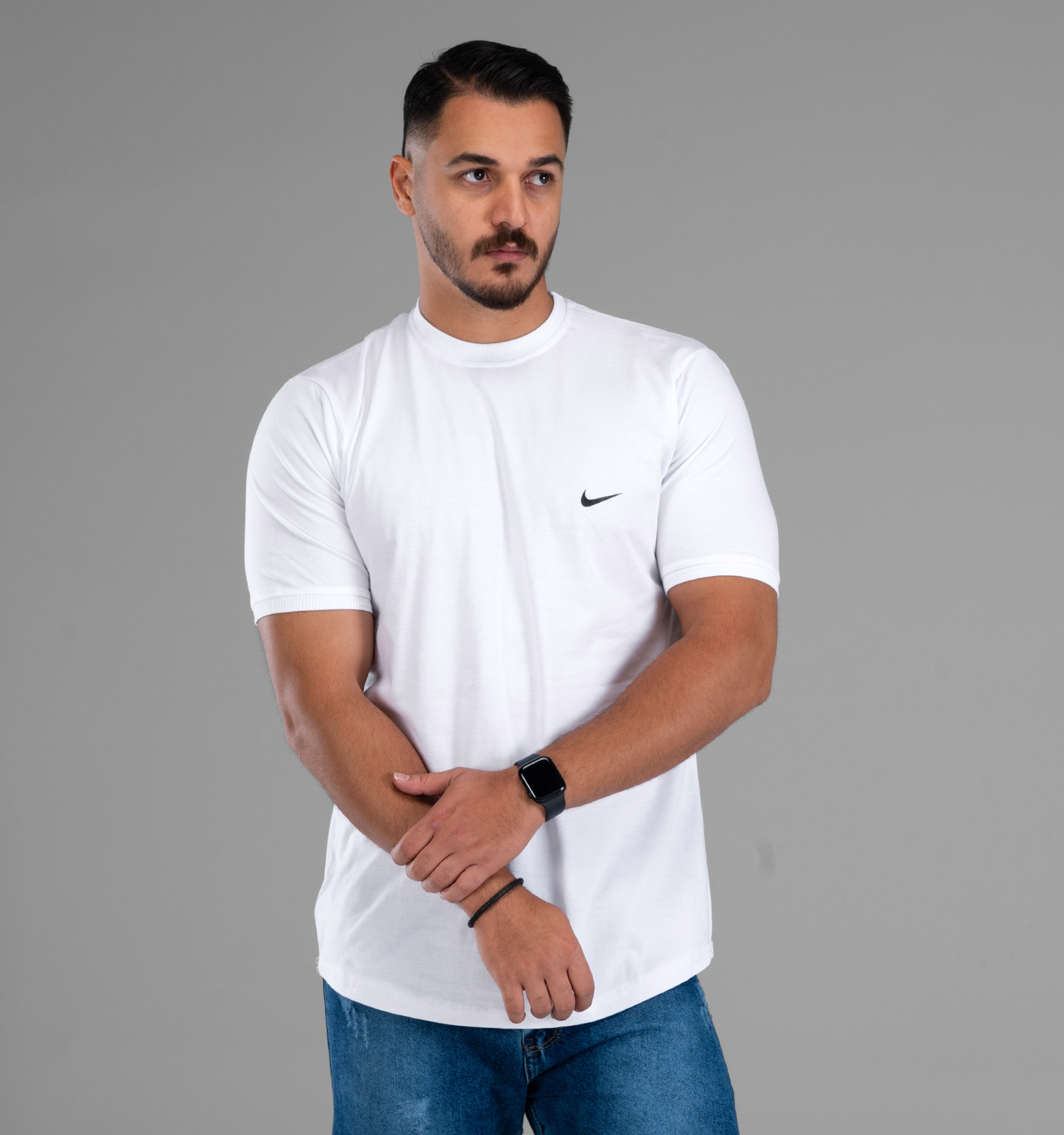 تیشرت Nike یقه گرد مردانه سفید نخ پنبه ساده مدل 48059