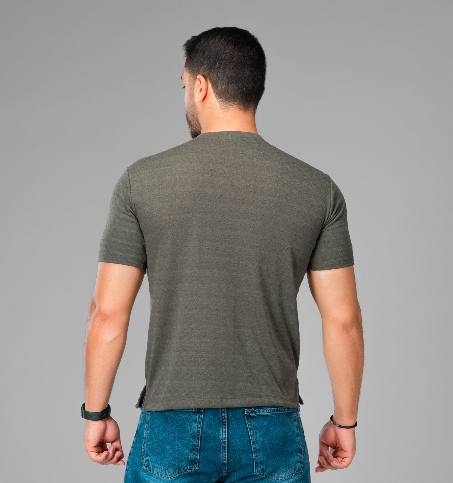 تیشرت یقه گرد مردانه مراکشی جیب دار ساده مدل 47912