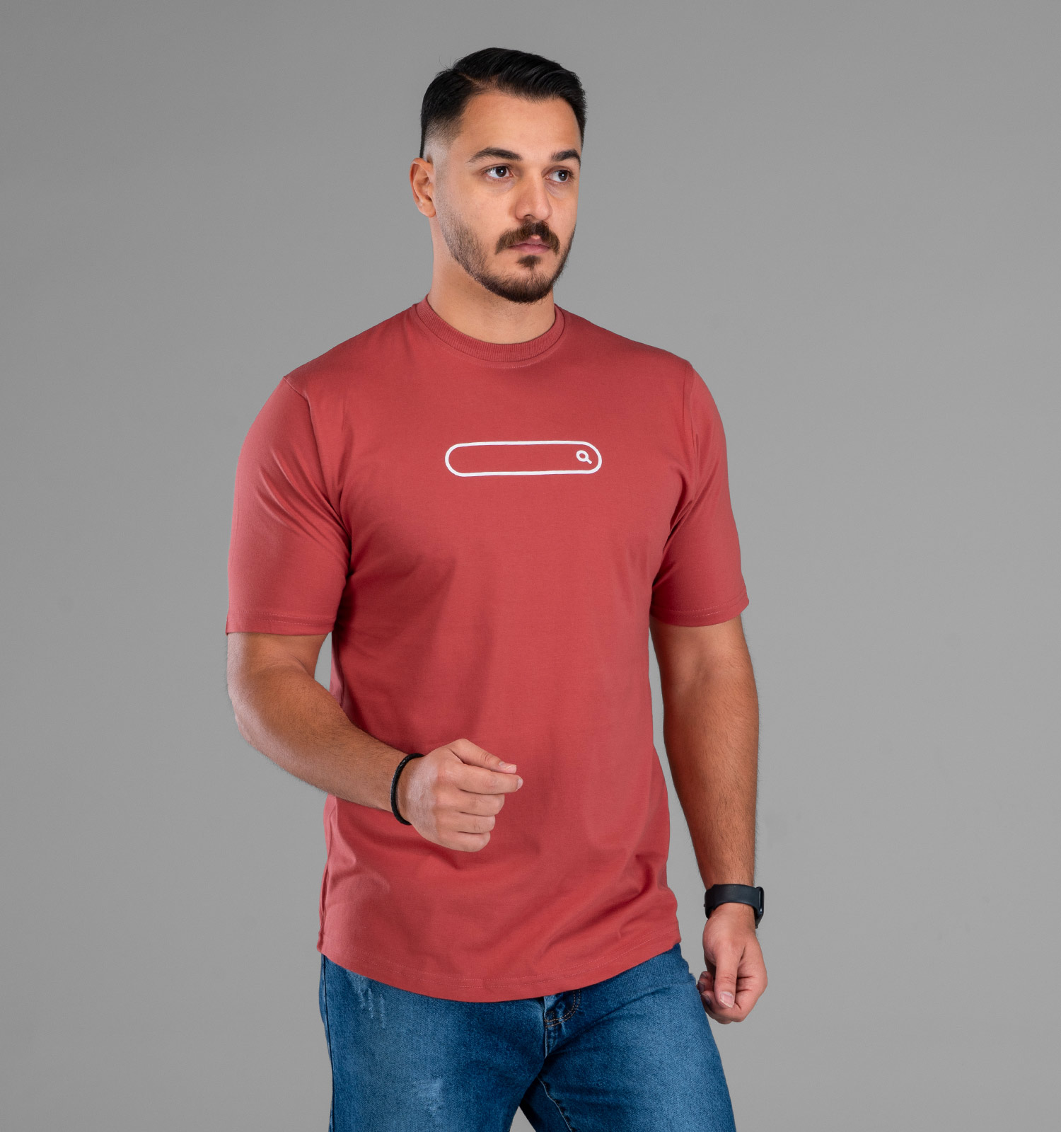 تیشرت یقه گرد مردانه نخ پنبه طرحدار مدل 48056