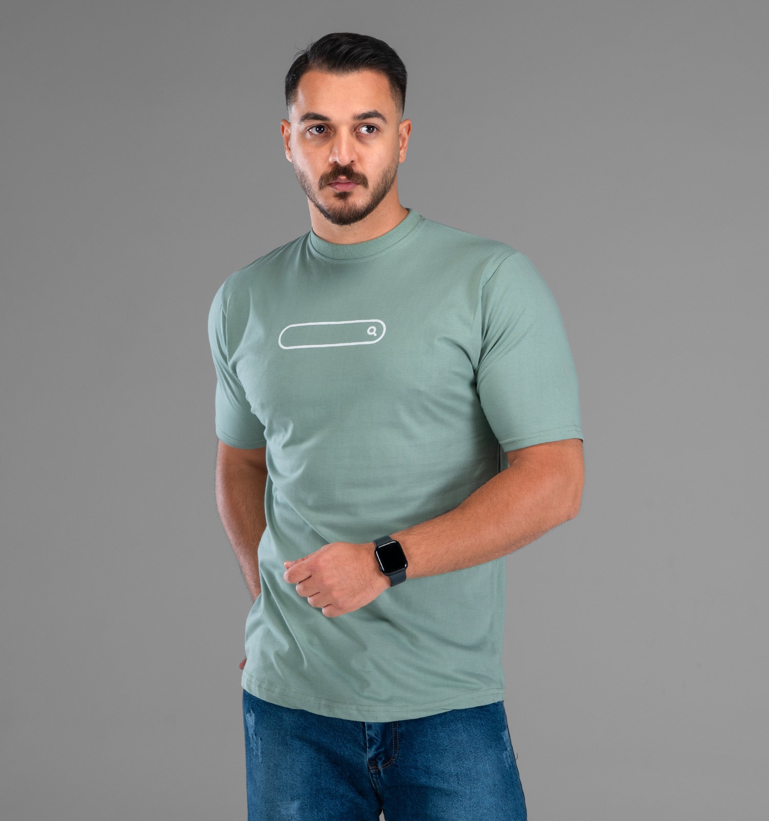 تیشرت یقه گرد مردانه نخ پنبه طرحدار مدل 48057