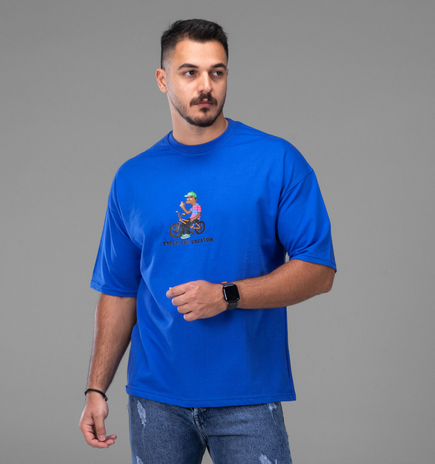 تیشرت یقه گرد مردانه نخ پنبه طرحدار مدل 48157
