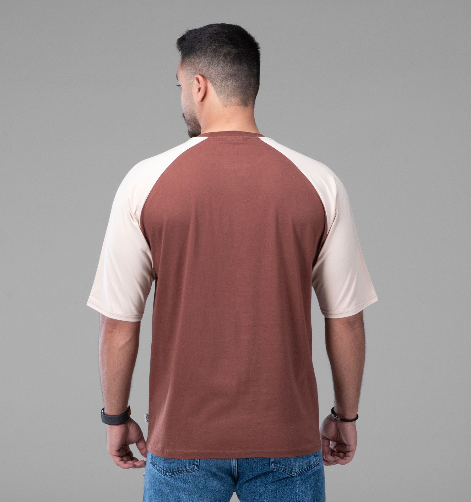 تیشرت یقه گرد مردانه باکسی نخ پنبه طرحدار مدل 48145