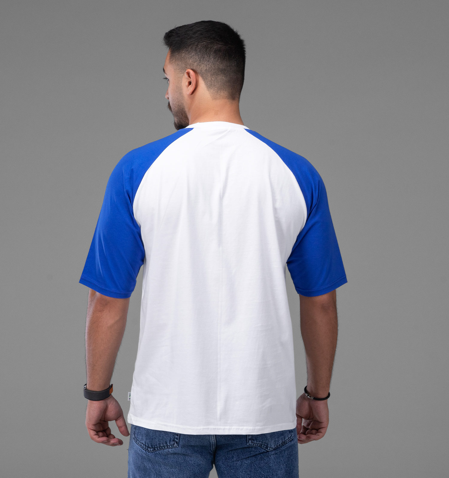 تیشرت یقه گرد مردانه باکسی نخ پنبه طرحدار مدل 48144