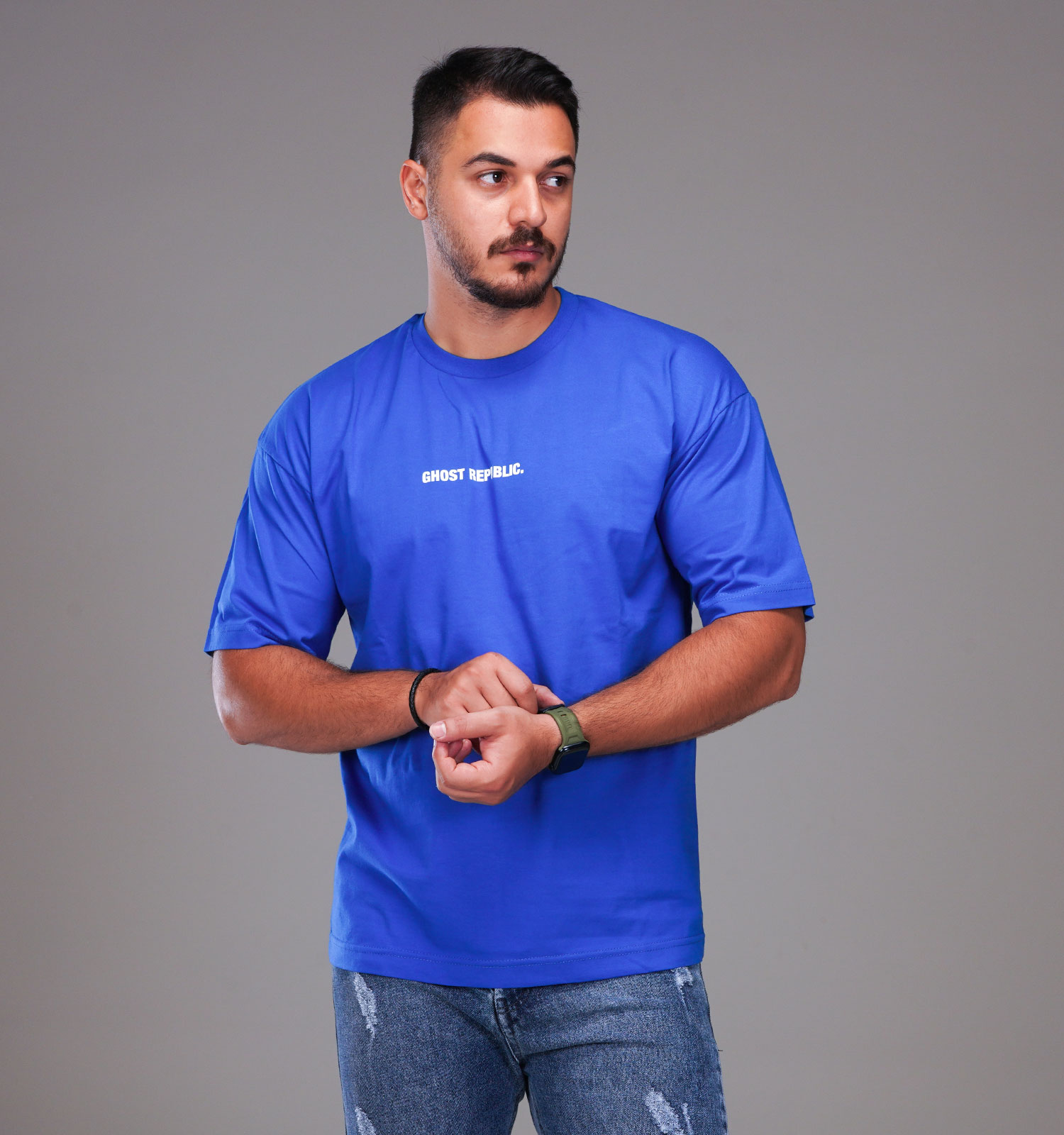 تیشرت یقه گرد مردانه نخ پنبه طرحدار مدل 48189