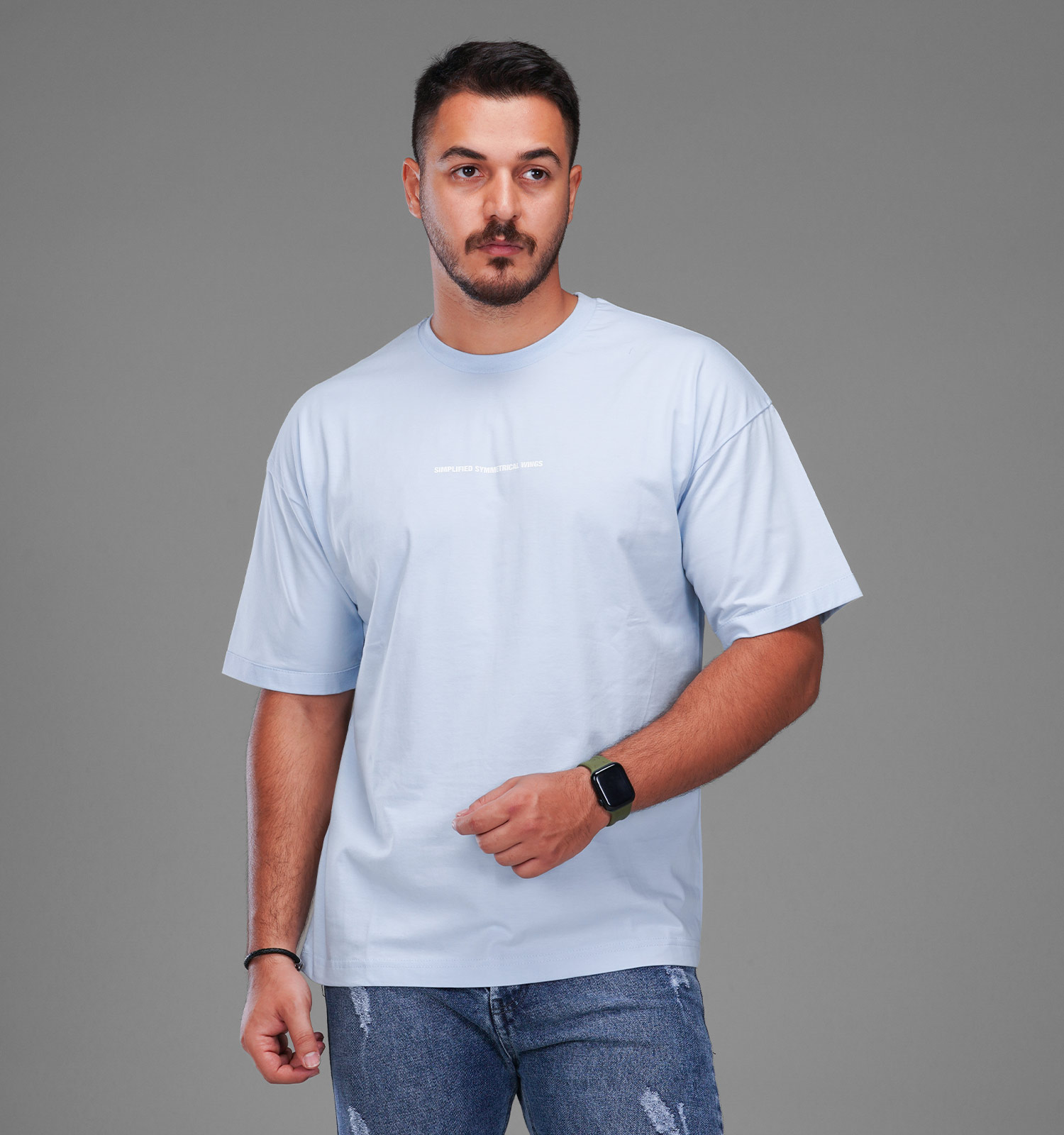 تیشرت یقه گرد مردانه نخ پنبه طرحدار مدل 48179