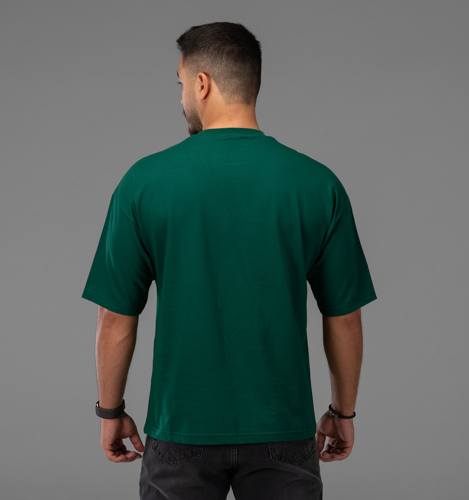 تیشرت یقه گرد مردانه باکسی نخ پنبه طرحدار مدل 48156