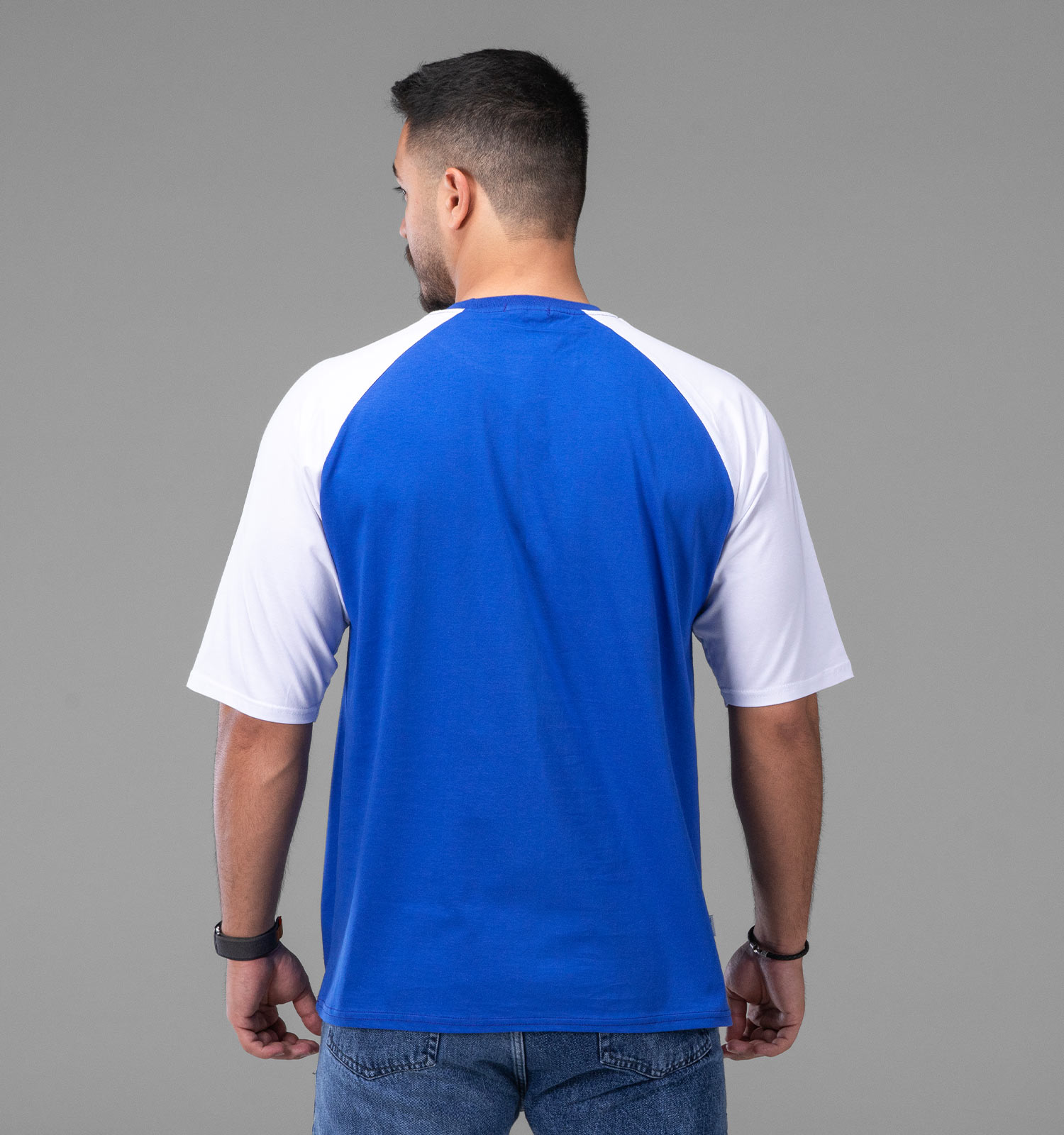 تیشرت یقه گرد مردانه باکسی نخ پنبه طرحدار مدل 48143