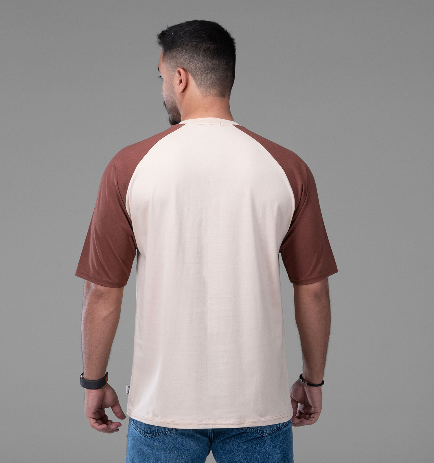 تیشرت یقه گرد مردانه باکسی نخ پنبه طرحدار مدل 48146