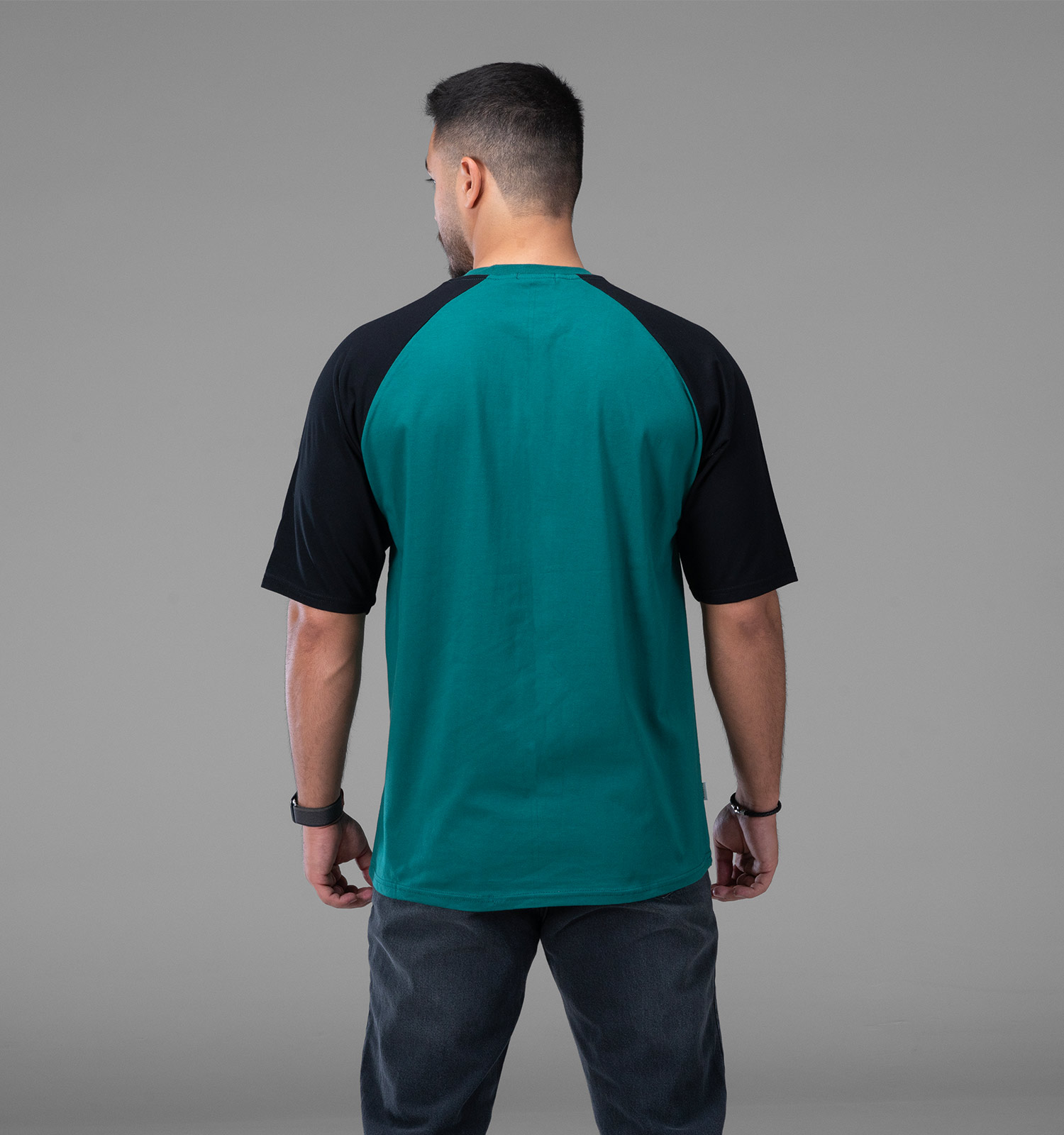 تیشرت یقه گرد مردانه باکسی نخ پنبه طرحدار مدل 48149