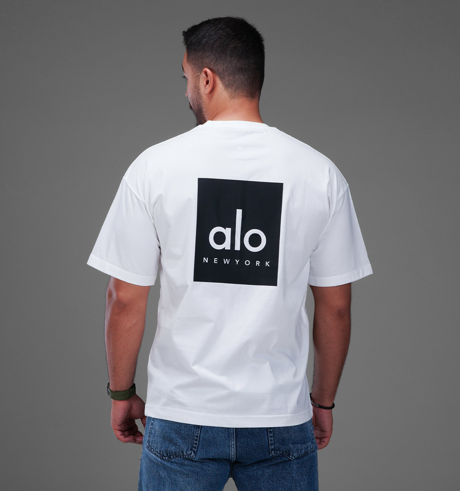 تیشرت یقه گرد مردانه سفید نخ پنبه طرحدار مدل 48175