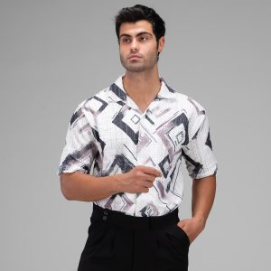 پیراهن اسپرت نخ پنبه مردانه آستین کوتاه طرحدار مدل 48322