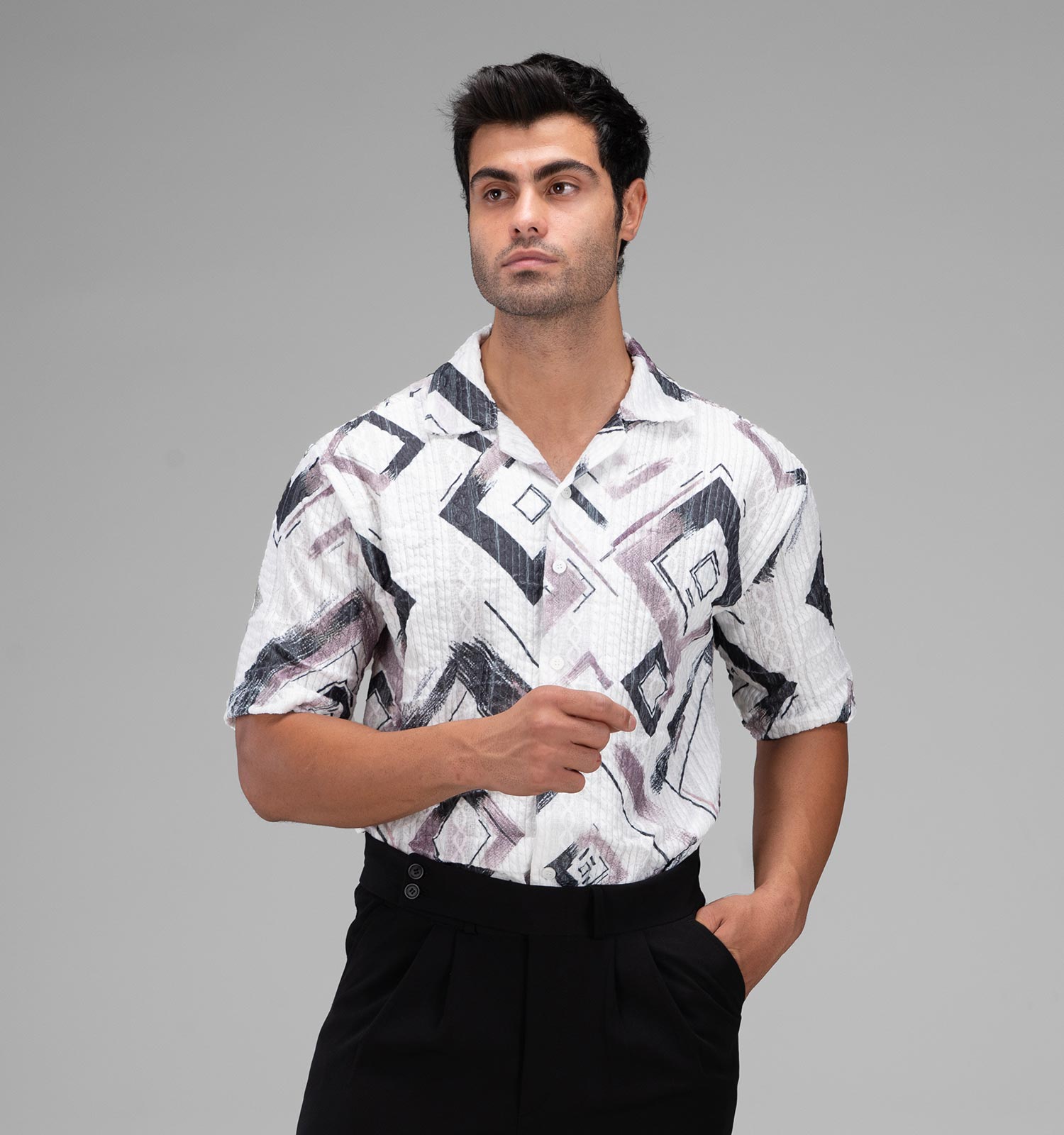 پیراهن اسپرت نخ پنبه مردانه آستین کوتاه طرحدار مدل 48322