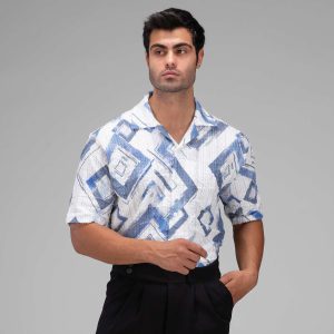 پیراهن اسپرت نخ پنبه مردانه آستین کوتاه طرحدار مدل 48321