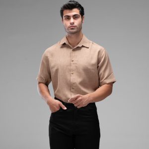 پیراهن لینن مردانه آستین کوتاه ساده مدل 48315