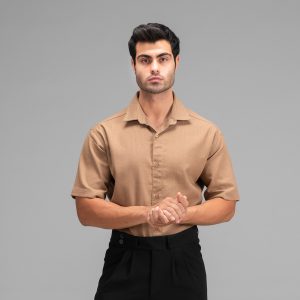 پیراهن اسپرت لنین مردانه آستین کوتاه ساده مدل 48341