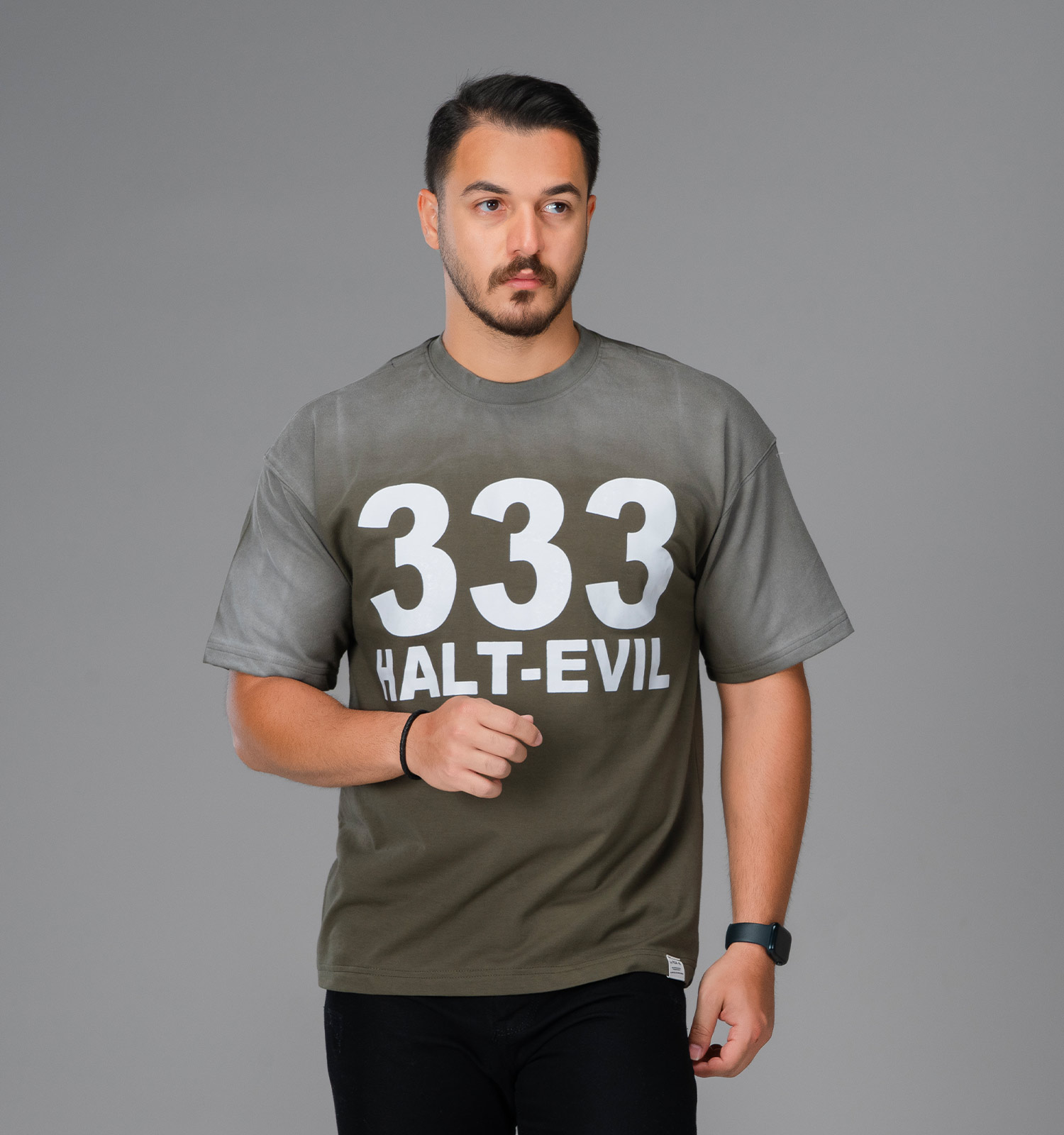 تیشرت یقه گرد مردانه لش دو نخ پنبه طرحدار مدل 47962