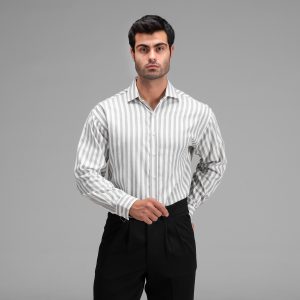 پیراهن اسپرت نخ پنبه مردانه آستین بلند راه راه مدل 48388