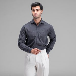 پیراهن اسپرت کتان مردانه آستین بلند جیب دار ساده مدل 48381