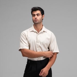 پیراهن اسپرت لنین مردانه آستین کوتاه ساده مدل 48336