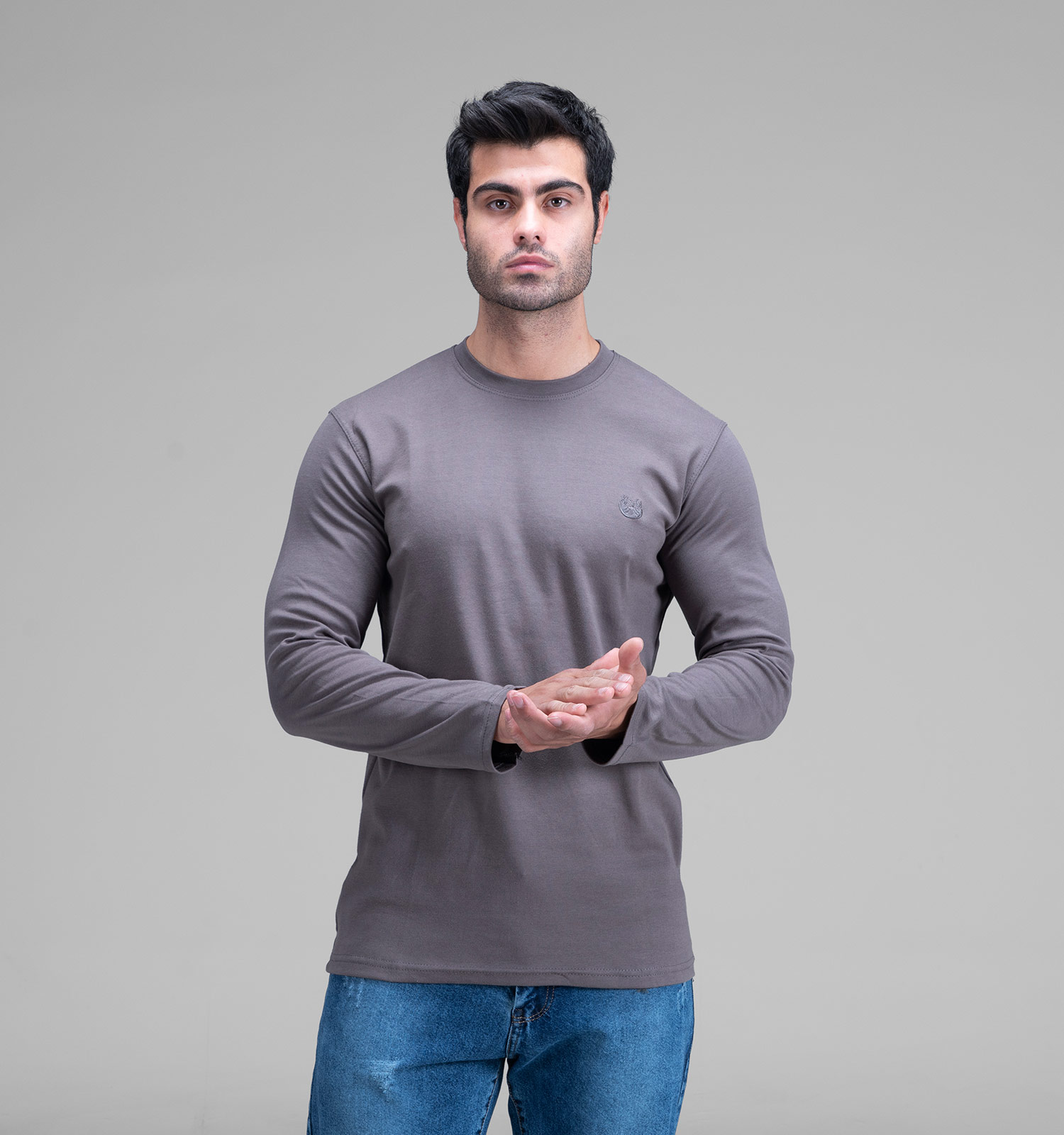 بلوز یقه گرد مردانه نخ پنبه ساده مدل 48373