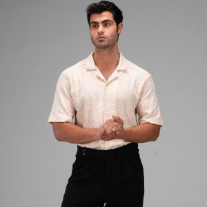 پیراهن اسپرت مراکشی مردانه آستین کوتاه طرحدار مدل 48329