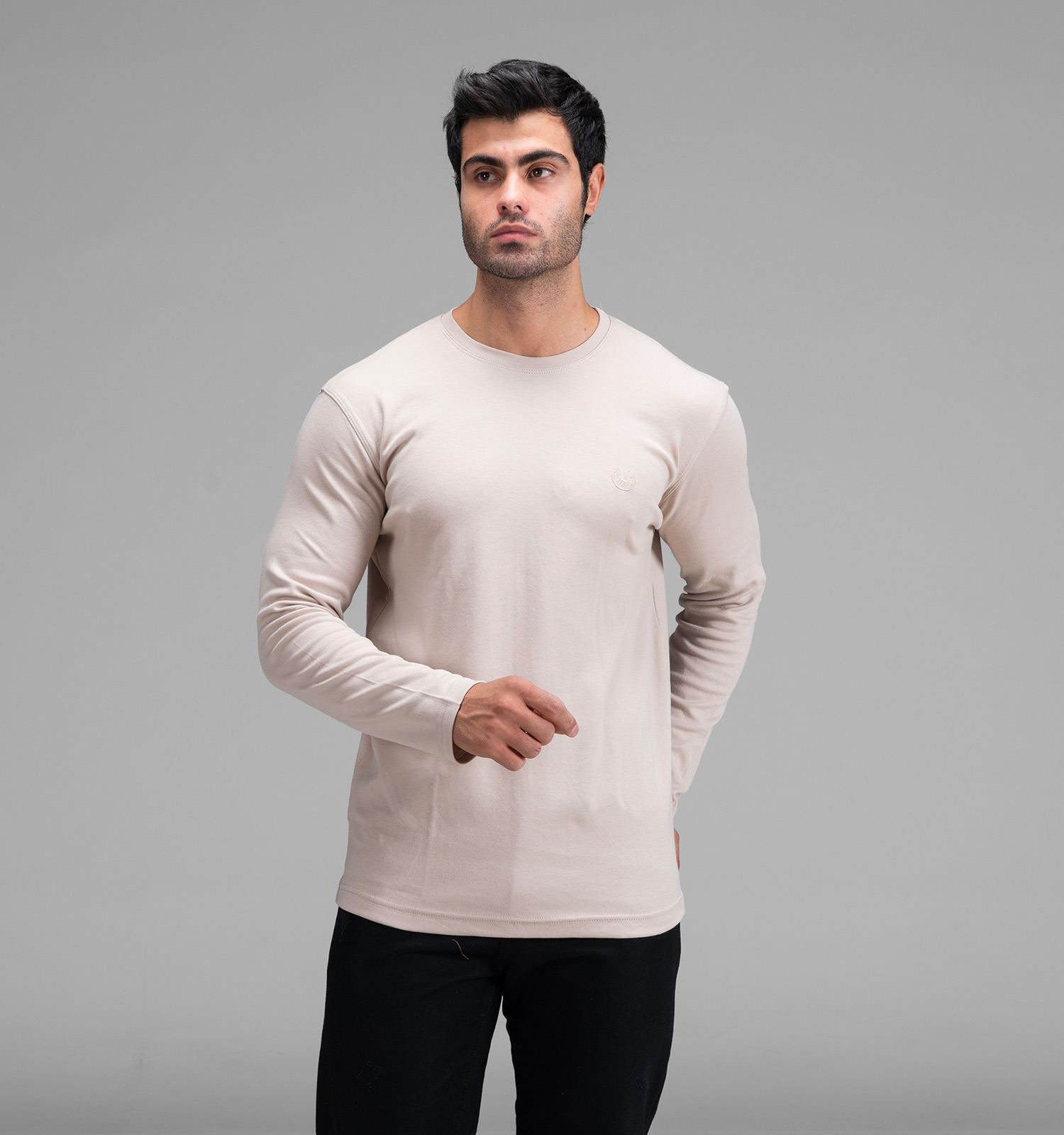 بلوز یقه گرد مردانه نخ پنبه ساده مدل 48372