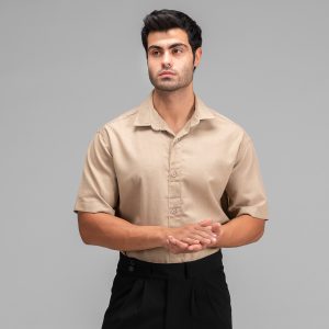 پیراهن اسپرت لنین مردانه آستین کوتاه ساده مدل 48339